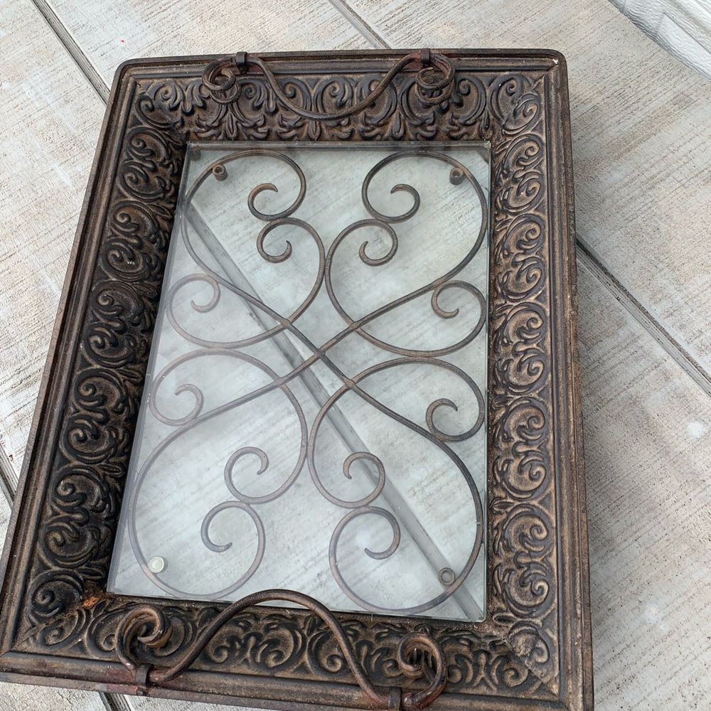 Southern Living at Home Napa Tray w/ Glass Insert Scroll Metal Serving Tray - Picture 16 of 16